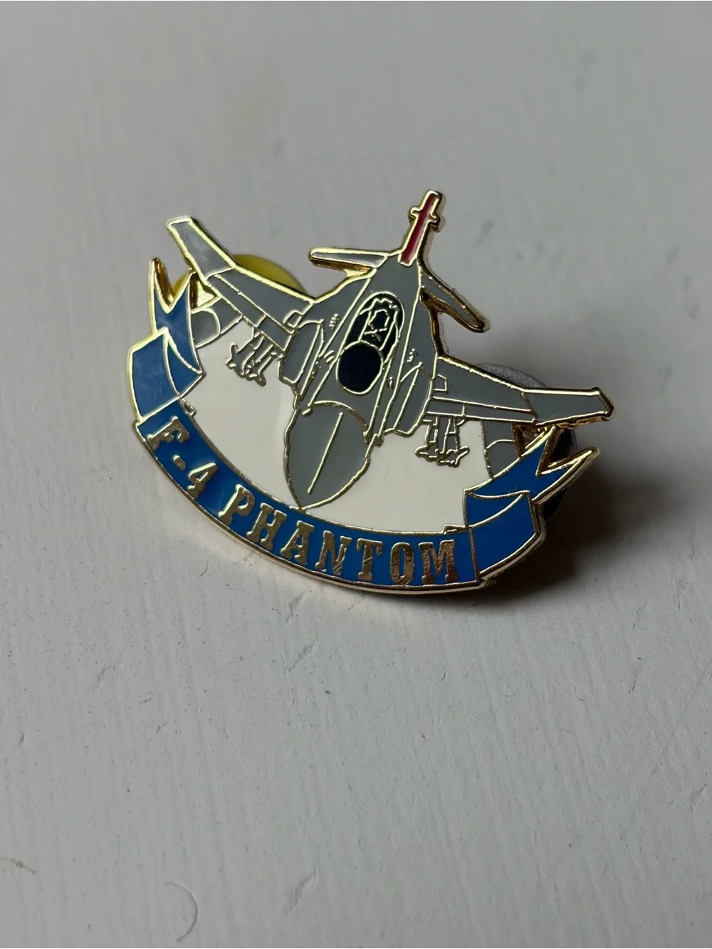 USAF F-4 Phantom Aircraft Air Force Double Pinback Gold Hat Lapel Pin